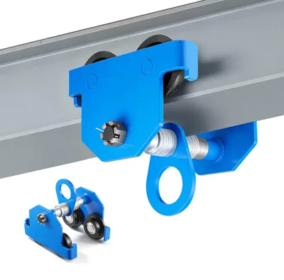 Immagine prodotto di Trasliera manuale SucceBuy con capacità di carico di 2994 kg, carrello mobile con doppio rullo e larghezza del flangia regolabile da 63 a 203 mm, struttura portante Acciaio al carbonio resistente, ideale per officine e magazzini