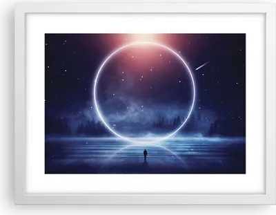 Produktbild von Gerahmtes Poster - Weißer Rahmen - Fantasie Ring Kosmos - 40x30 cm - Wand Bild - Wanddeko - Wandbilder - Kunstposter - Wandposter - Bilderrahmen - Bilder - Kunstdruck - P2WAA40x30-4664