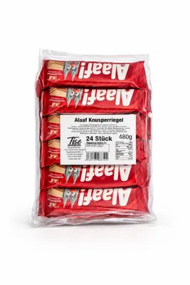 Produktbild von 24x Alaaf Knusperriegel 480g Waffelriegel mit Kakaocreme einzeln verpackt