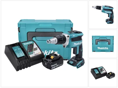 Image de Makita DFS 452 RM1J Visseuse plaque de plâtre sans fil 18 V Brushless + 1x batterie 4,0 Ah + chargeur + Makpac