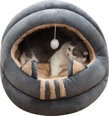 Produktbild von Katzenbett, waschbare Katzenhütte mit rutschfester Unterseite, warme Katzenhütte, Katzenkorb, bequemes Hundekissen, geeignet für Katzen, Hunde, weiches Kissen für Katzen oder kleine Hunde