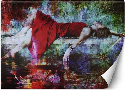 Produktbild von Vlies fototapete Frau im roten Kleid abstrakt 368x254 cm Feeby Rot inkl. Kleber einfache Montage