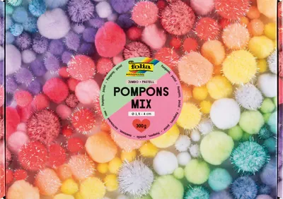 Produktbild von Folia Pompons farbsortiert Jumbo Pastell O 1.5 - 4.0 cm 900 St.
