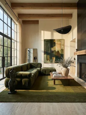 Teppich Grün rechteckig im modernen Wohnzimmer Einrichtungsidee_#sku_BARK503119374995-BARK503119374996-BARK503119374997#