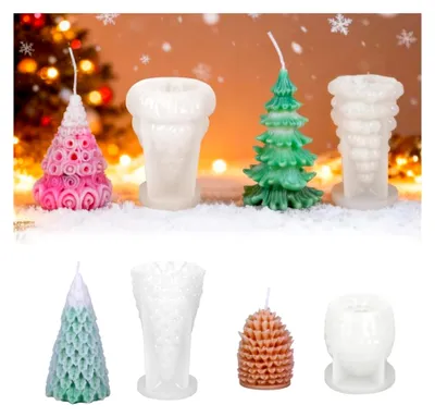 Produktbild von Silikon Kerzenformen für Weihnachten, 4 Stück Set für DIY Kerzen