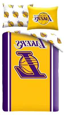 Produktbild von Bettwäsche-Set Basketball Los Angeles LA LAKERS - Bettbezug 140 x 200 cm mit Kissenbezug 70 x 90 cm - 100 % Polyester mehrfarbig