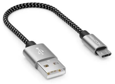 Produktbild von deleyCON 0,15m Nylon Micro USB Kabel Ladekabel Datenkabel