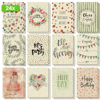 Produktbild von SIGEL DS702 Geburtstags-Postkarten-Set "Happy Grassy Birthday" - A6 - 24 Karten