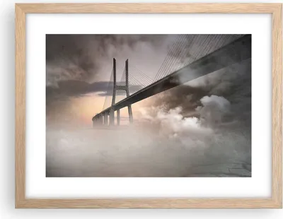 Produktbild von Gerahmtes Poster - Rahmen in heller Eiche - Brücke Nebel Wasser - 40x30 cm - Wand Bild - Wanddeko - Wandbilder - Wandposter - Bilderrahmen - Bilder - Kunstdruck - Wandbild - P2NAA40x30-3525