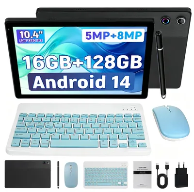 Produktbild von Tablet 10,36 Zoll, mit Tastatur/Maus/Stift, 128 GB ROM, 16GB RAM, Octa-Core, Android 14, HD 1332x800, WiFi 6