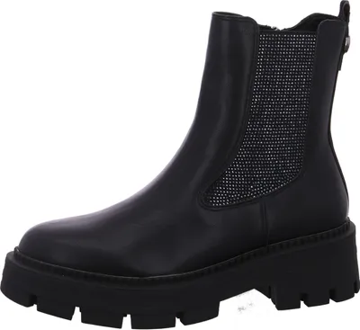 Produktbild von Tamaris Damen Chelsea Boot derbe Profilsohle Glitzersteine Stretcheinsatz Stiefelette 1-25475-43, Größe:41 EU, Farbe:Schwarz