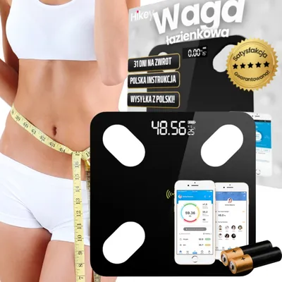 Produktbild von Hikey Körperfettwaage Waage Personen Personenwaage digital mit APP, Bluetooth Waage, Körperanalysewaage BMI, Gewicht, Muskelmasse, Wasser, 15 in 1