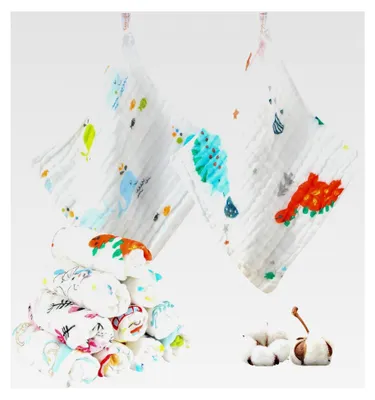 Produktbild von Baby Waschlappen aus Musselin, 10 Stück, 25x25 cm, 6-lagig, saugfähig für Neugeborene