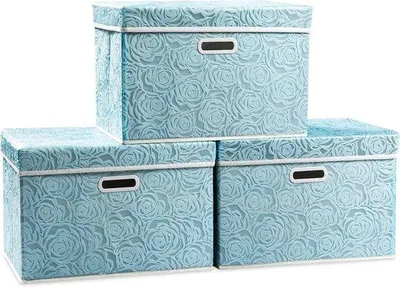 Produktbild von Famanu Aufbewahrungskörbe mit Deckel – Blau, 48 x 29 cm, 3 Stück