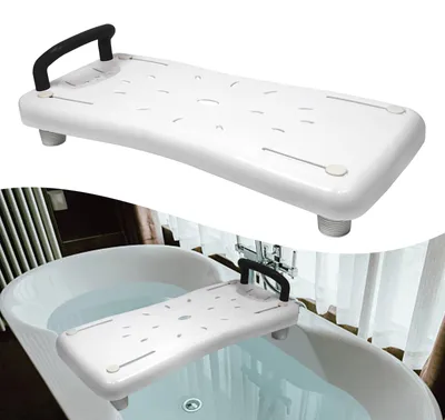 Immagine prodotto di Sedile per vasca da bagno - 70 x 31 cm - Con maniglia nera - Fino a 150 kg