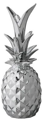 Deko-Ananas aus Keramik, silber, Ø 9 x H 24 cm