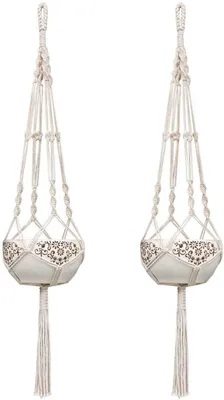 Produktbild von 2PCS Blumenampel Seil Pflanzenhänger Makramee Hängeampel Pflanze Hanger Baumwolle Blumentopf Hängend Dekoration Garten Zimmer Pflanzen Halter 105cm