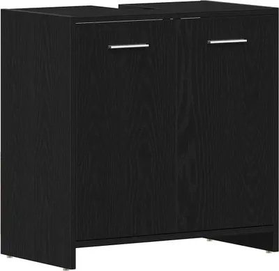 Produktbild von vidaXL Waschbeckenunterschrank Schwarz Eichen-Optik 60x33x60 cm