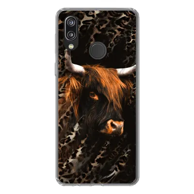 Produktbild von MuchoWow® Handyhülle Schutzhülle Hülle für Huawei P20 Lite (2020) Schottischer Highlander - Pantherdruck - Schwarz Silikon Softcase Handy Hülle - Kartenhalter