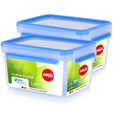 Produktbild von Emsa Clip & Close Frischhaltedosen 1,1L Mikrowellengeeignet (2er Pack)