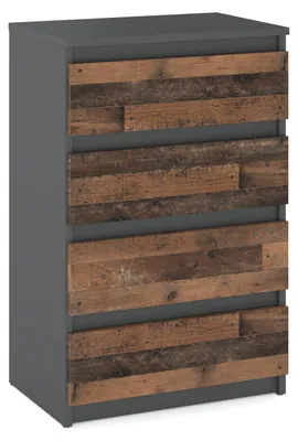Produktbild von Kommode „HIT“, 4 Schubladen, 60 cm, Mattgrau / Antik-Stil / Antik-Stil-Tischplatte