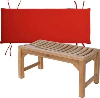Imagen del producto de Banco de teca Ferrara 90 cm Madera maciza Resistente a la intemperie + Cojín rojo