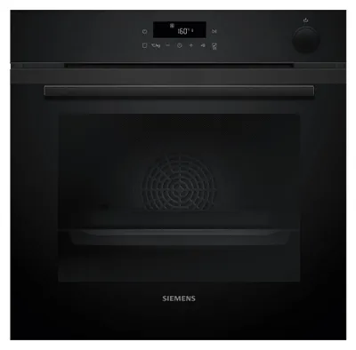 Siemens iQ300, Einbau-Backofen mit Dampfunterstützung, 60 x 60 cm, Deep black inox HR232GEB3 Frontansicht geschlossen
