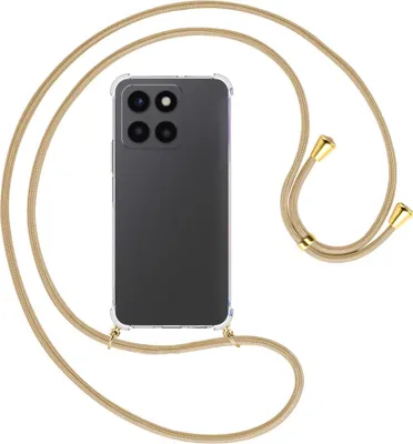 Produktbild von Handykette Backcover-Schutzhülle mit Band (Metall goldfarben) für Honor X6a (WDY-LX1, 6.56'') - caramel