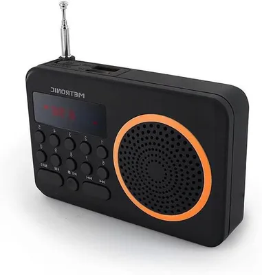 Productafbeelding van Compacte draagbare radio - FM speler - Muziek luisteren - Met USB en SD - 125 cm breed - Zwart oranje