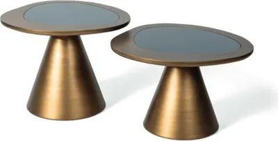 Produktbild von Couchtisch 2x Rund Gold Tisch Beistelltisch Luxus Möbel Tische Wohnzimmer