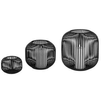 Produktbild von 3er Set Windlichter Wili Stäbe in Kugelform 10 + 18 + 26cm schwarz Formano