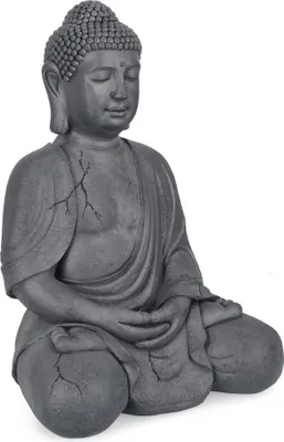 Produktbild von Buddha-Statue Pattaya 41 x 71 x 52 cm Glasfaser Tonfaser Grau