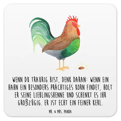 Produktbild von Mr. & Mrs. Panda Tischuntersetzer Hahn Korn 6er Set - Weiß - Geschenk, Untersetzer Tassen, Bauernhof, Eier, Glas-Untersetzer, Tassenuntersetzer, Henne, Coaster, Natur