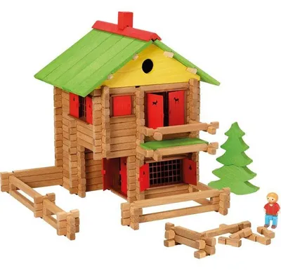 Image de Chalet en Bois Jeujura, 225 Pièces, Jeu de Construction, Dès 5 Ans