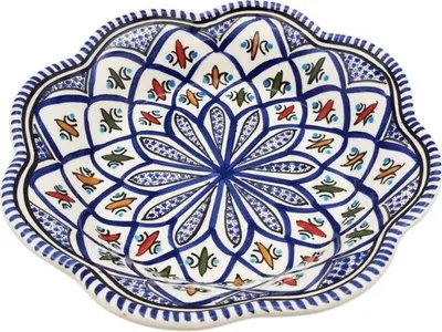 Zdjęcie produktu dla Talerz do zupy Bakir niebieski kwiat - D 23 cm