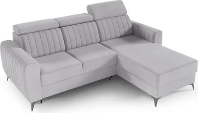 Produktbild von Ecksofa mit Schlaffunktion und Bettkasten, Couch für Wohnzimmer, Schlafsofa, Eckcouch L-Form  Sofagarnitur Sofa Wohnlandschaft - Ottomane links als auch rechts montierbar  - 238x93x176 cm - Ecksofa MOSTA I Hellgrau (Monolith 84)