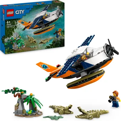Produktbild von LEGO City 60425 Dschungel-Wasserflugzeug mit Minifiguren und Dschungelhöhle, 177 Teile, ab 6 Jahren, H 8cm L 18cm B 16cm