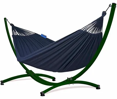 Produktbild von Potenza Outdoor Hängematte mit Gestell für 2 Personen I Baumwolle Doppelhängematte XXL 220x160, 200kg I Grün Hängemattengestell 220kg, wetterfest