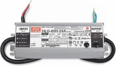 Produktbild von MEANWELL HLG-80H-24A, AC-DC LED-Installationsnetzteil, Metallgehäuse, IP65 81,6W 24V 3,4A CV+CC