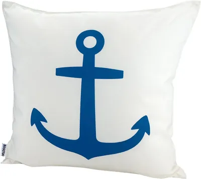 Productafbeelding van Outdoor Kussen - Tuinkussen Sierkussen - Terras Aankleden - Lotus Effect - 45x45 cm - Maritiem Anker Wit