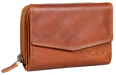 Produktbild von Benthill Portemonnaie Damen Leder - RFID Echtleder Geldbörse - Vintage Portmonee - Münzfach mit Reißverschluss