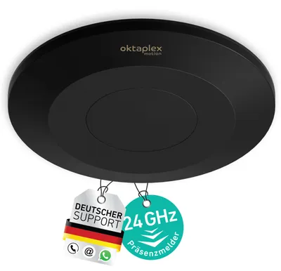 Produktbild von Oktaplex Isa 24GHz HF Präsenzmelder 360 Grad Innen Decken Bewegungsmelder Schwarz
