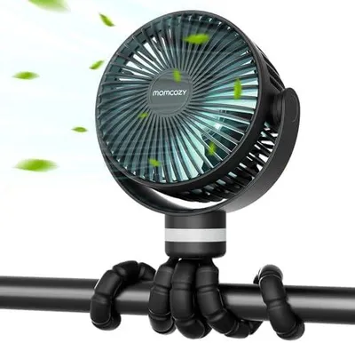 Produktbild von 8000 mAh Tragbarer Kinderwagen-Ventilatoren,27H Akkulaufzeit Clip Ventilator, 360° drehbar & abnehmbarer Lüfter, LED-Nachtlicht, wiederaufladbarer USB-Ventilator,Reisen, Autositz, Büro