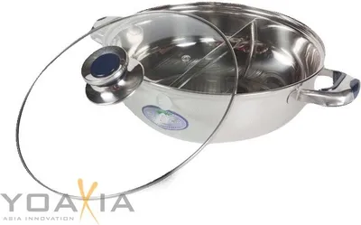 Produktbild von [ Ø 26cm  ] HOT POT Topf mit 2 Kammern /  Feuertopf / Fondue / Shabu Shabu