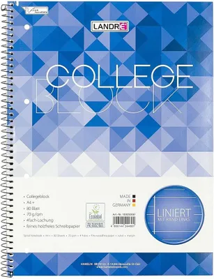 Produktbild von LANDRÉ 100050061 Collegeblock"college" DIN A4, liniert, 80 Blatt