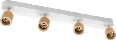 Productafbeelding van OSRAM LED spotlamp met houten behuizing, 4xGU10, witte kleur, modern design. Inbouwspot voor het plafond, 230V, verstelbare spots, geschikt voor de keuken