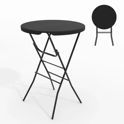 Image de Table pliante autoportante - table bistro ronde - diamètre 80 cm, hauteur 110 cm - résistante aux intempéries, idéale pour jardin, terrasse, bar - table pour fêtes, buffet - noire - 1 pièce