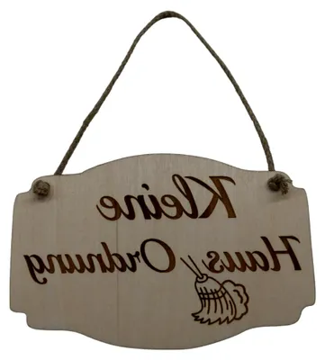 Produktbild von Türschild Kleine Hausordnung Vintage Holz mit Hanfseil
