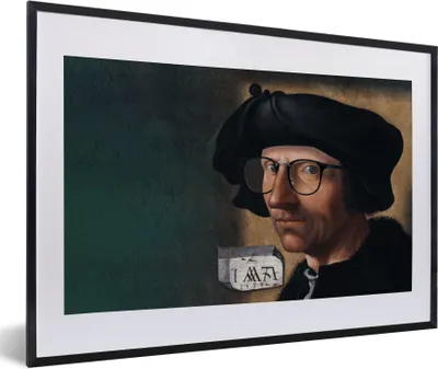 Produktbild von MuchoWow® Gerahmtes Poster Selbstporträt - Jacob Cornelisz van Oostsanen 60x40 cm - Poster mit Schwarzem Bilderrahmen Wandposter Rahmen Foto Bilder - Schlafzimmer - Plakat in Rahmen - Drucken