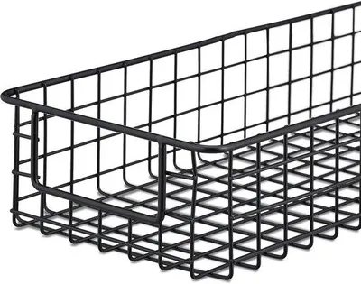 Produktbild von Famanu Set von 3 Metall-Drahtkörben – Wand- und Regalaufbewahrung mit Griffen – Schwarz